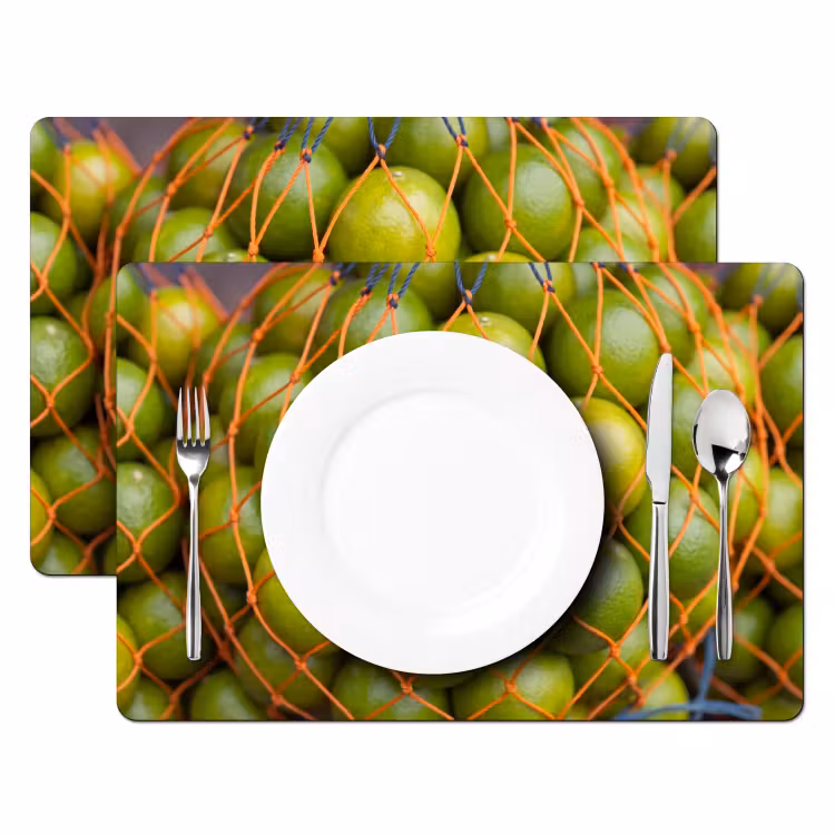 Placemat - 6 stuks - Eten - Net - Groen - Markt — 2