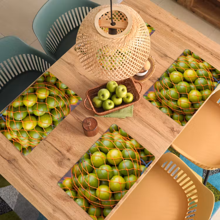 Placemat - 6 stuks - Eten - Net - Groen - Markt — 6