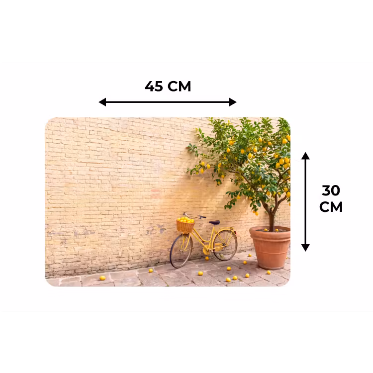 Placemat - 6 stuks - Fiets - Mand - Eten - Geel - Zomer — 3