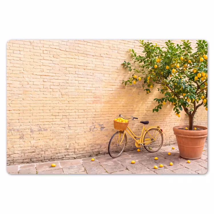 Placemat - 6 stuks - Fiets - Mand - Eten - Geel - Zomer — 7