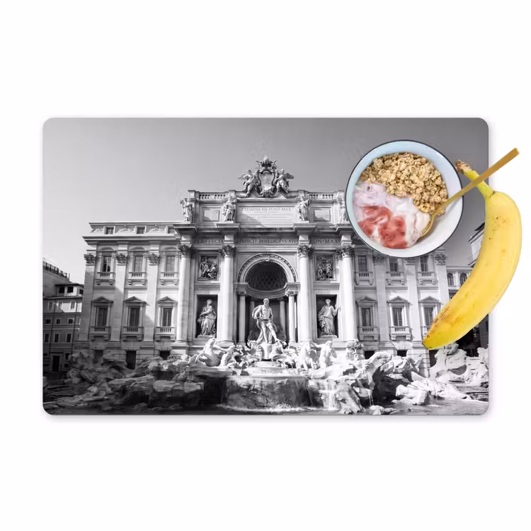 Placemat - 6 stuks - Fontein - Beelden - Architectuur - Zwart-wit — 1