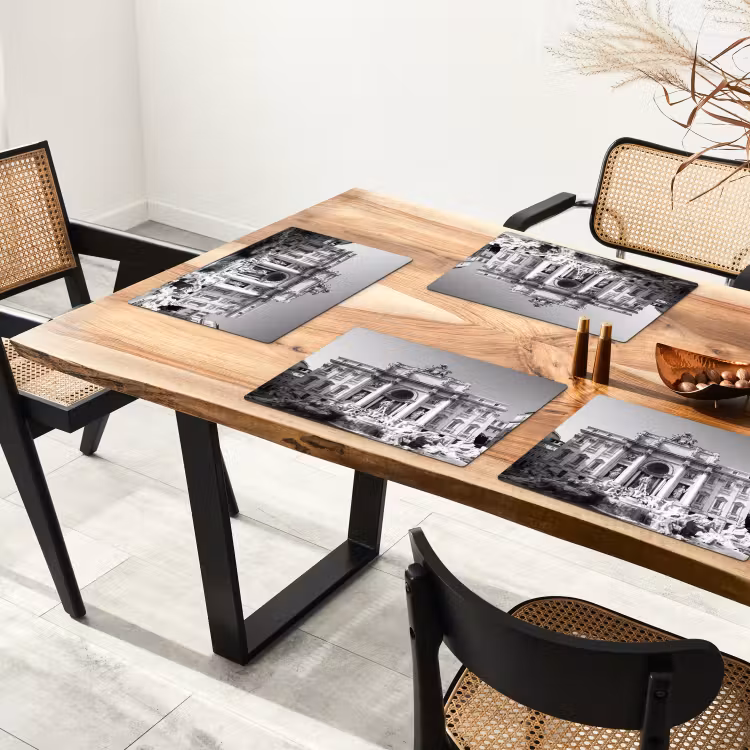 Placemat - 6 stuks - Fontein - Beelden - Architectuur - Zwart-wit — 5
