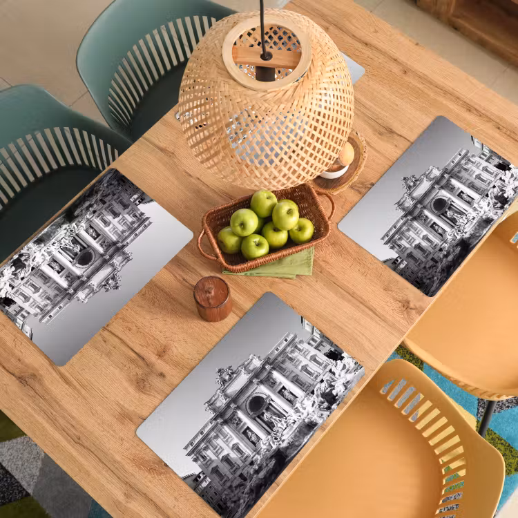 Placemat - 6 stuks - Fontein - Beelden - Architectuur - Zwart-wit — 6