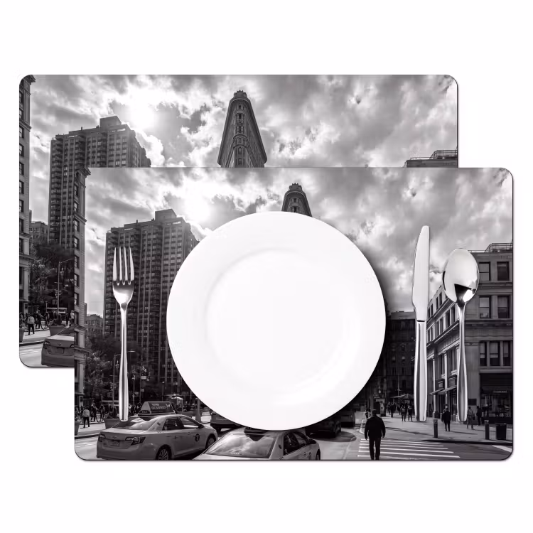 Placemat - 6 stuks - Gebouw - Hoogbouw - Stad - Architectuur - Zwart-wit — 2