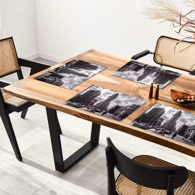 Placemat - 6 stuks - Gebouw - Hoogbouw - Stad - Architectuur - Zwart-wit — 5