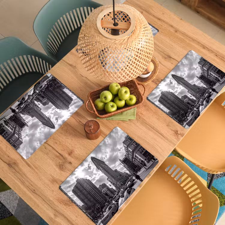Placemat - 6 stuks - Gebouw - Hoogbouw - Stad - Architectuur - Zwart-wit — 6