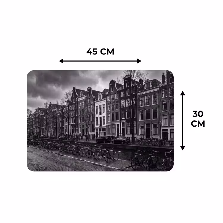Placemat - 6 stuks - Huis - Gracht - Amsterdam - Architectuur - Zwart-wit — 3