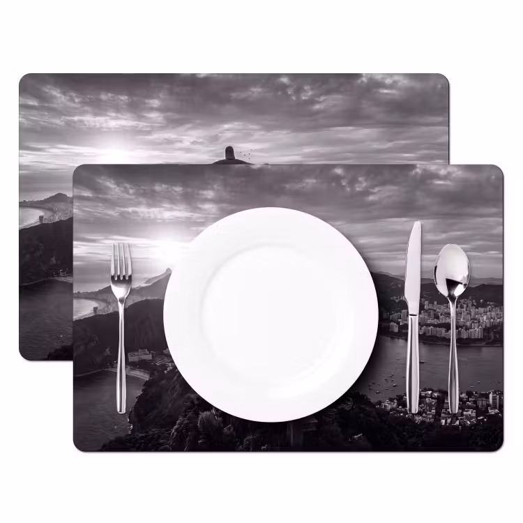Placemat - 6 stuks - Monument - Stadsgezicht - Landschap - Zwart-wit — 2