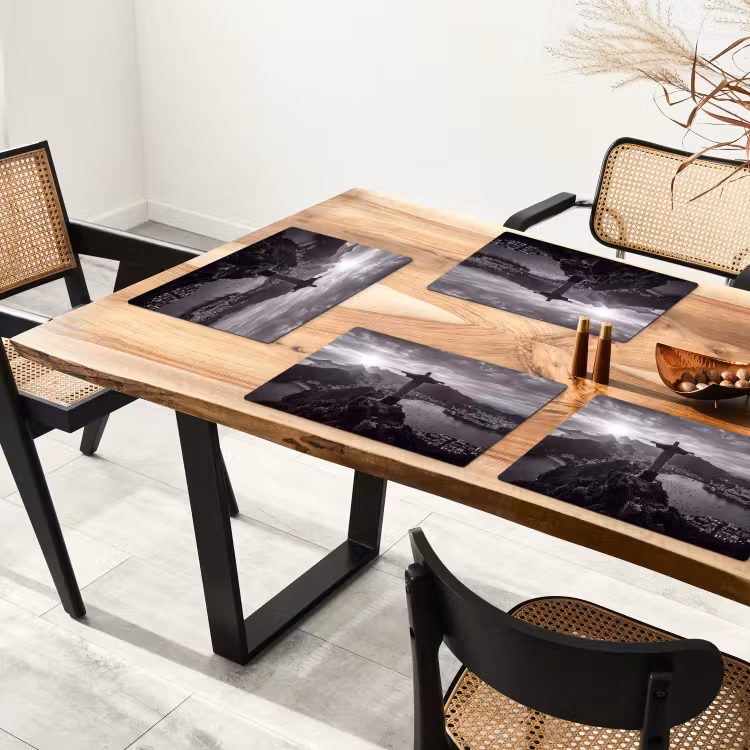 Placemat - 6 stuks - Monument - Stadsgezicht - Landschap - Zwart-wit — 5