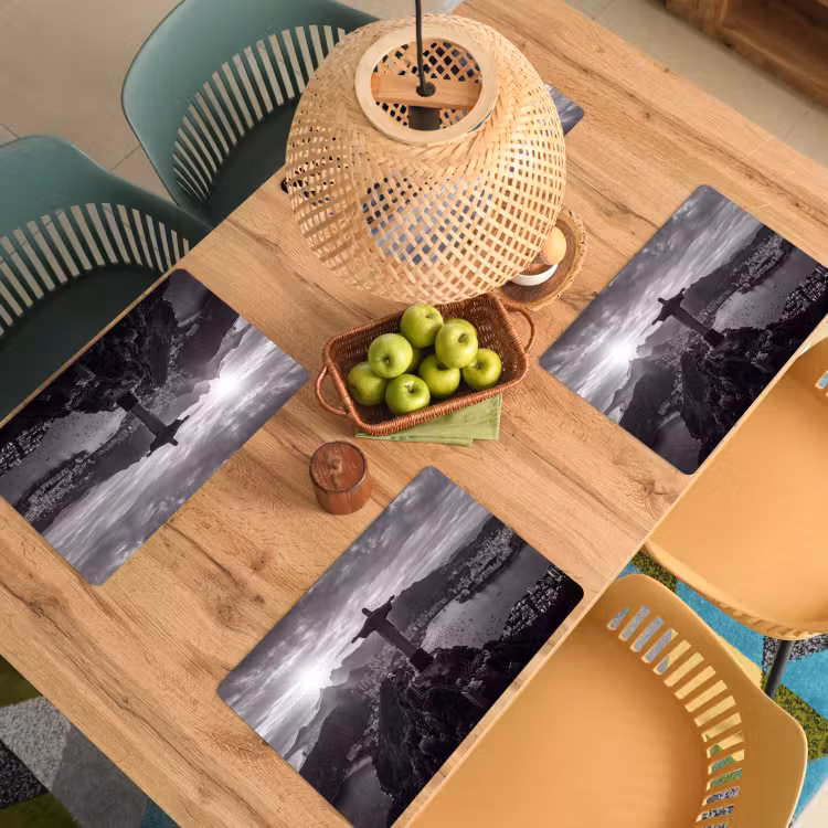 Placemat - 6 stuks - Monument - Stadsgezicht - Landschap - Zwart-wit — 6