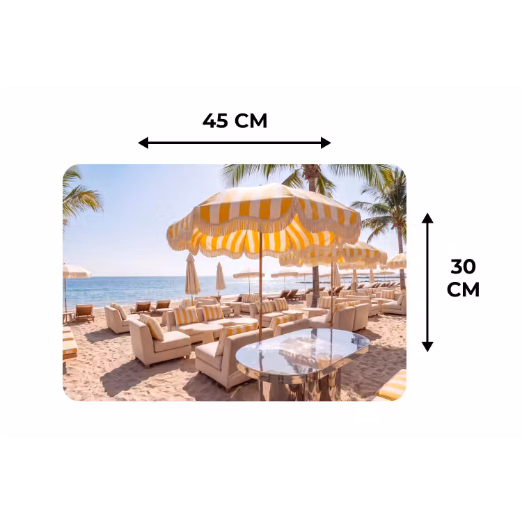 Placemat - 6 stuks - Strand - Ligbedden - Vakantie - Modern - Geel — 3