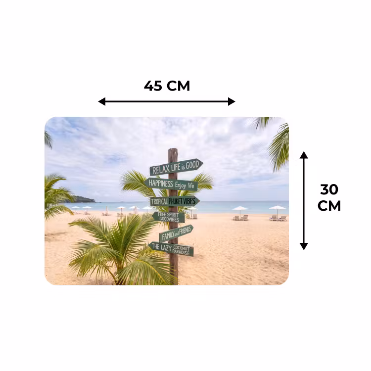 Placemat - 6 stuks - Strand - Wegwijzer - Palmen - Tropisch - Groen — 3