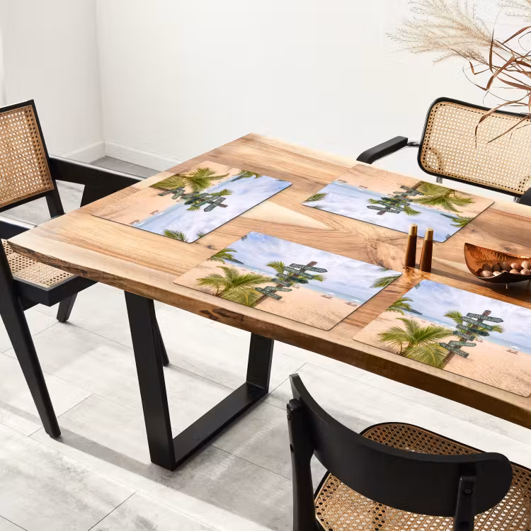 Placemat - 6 stuks - Strand - Wegwijzer - Palmen - Tropisch - Groen — 5