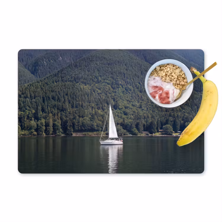 Placemat - 6 stuks - Zeilboot - Water - Bergen - Natuur - Groen — 1