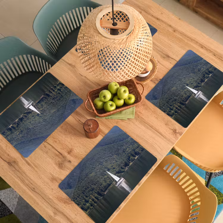 Placemat - 6 stuks - Zeilboot - Water - Bergen - Natuur - Groen — 6