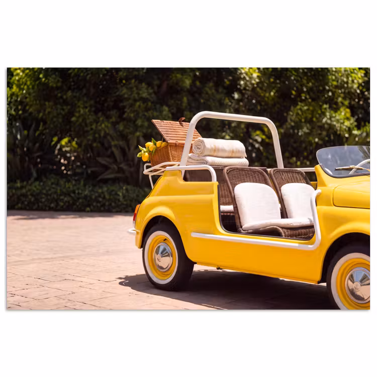 Poster - Auto - Picknick - Zomer - Geel — 1