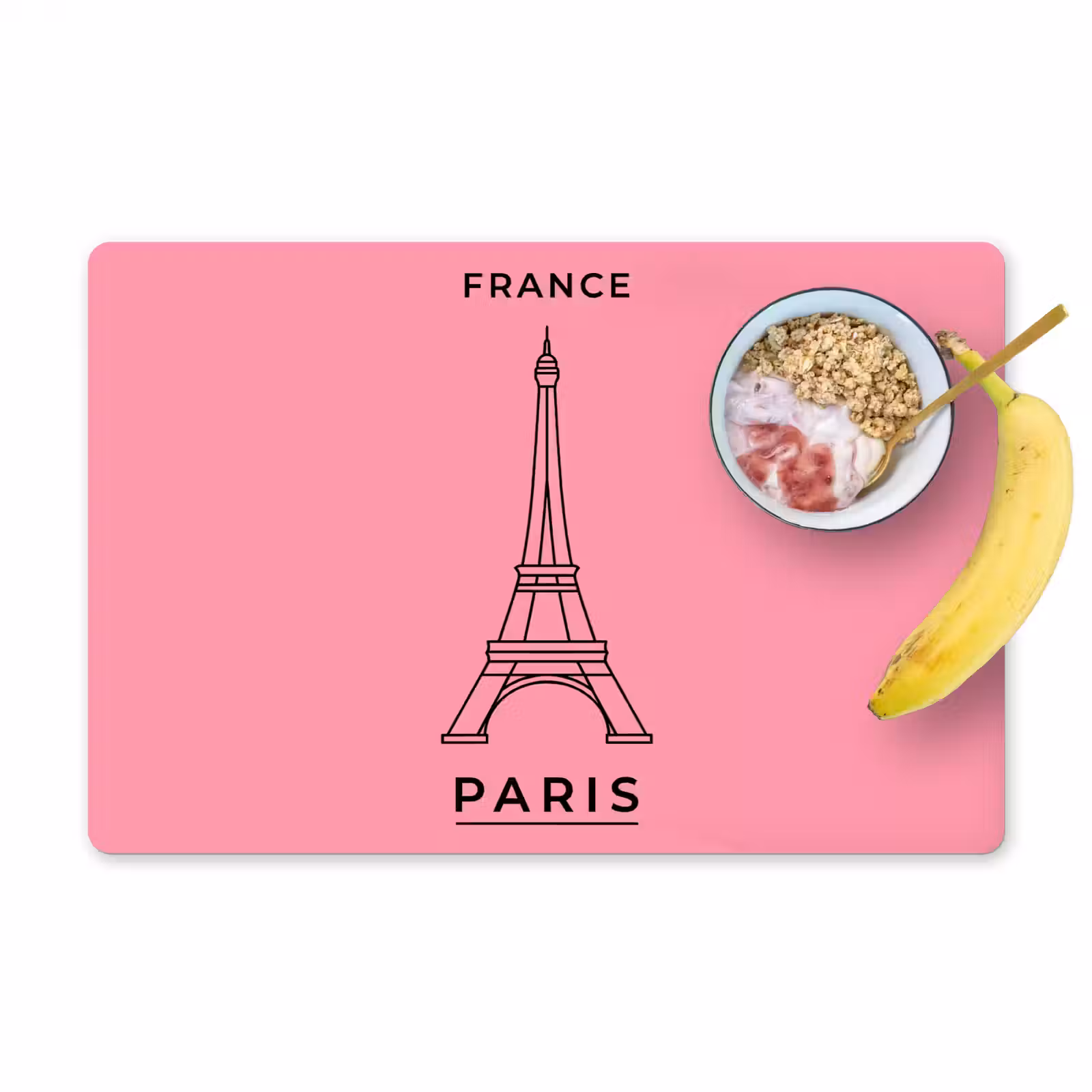 Placemat - 6 stuks - Eiffeltoren - Parijs - Architectuur - Minimalistisch - Roze — 1