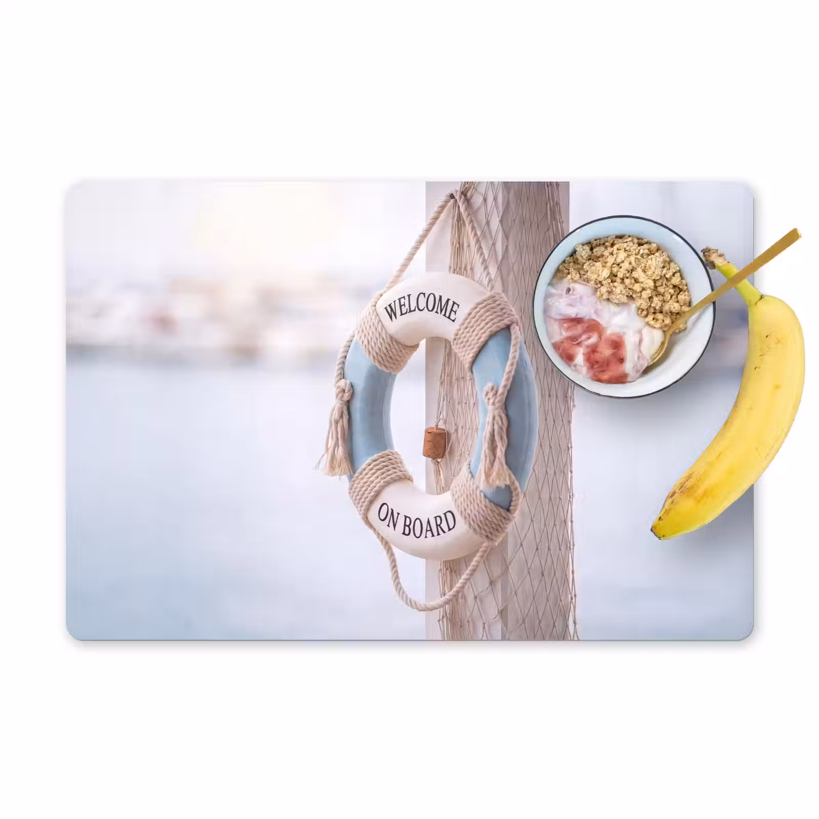 Placemat - 6 stuks - Reddingsboei - Maritiem - Welkom - Blauw - Wit — 1