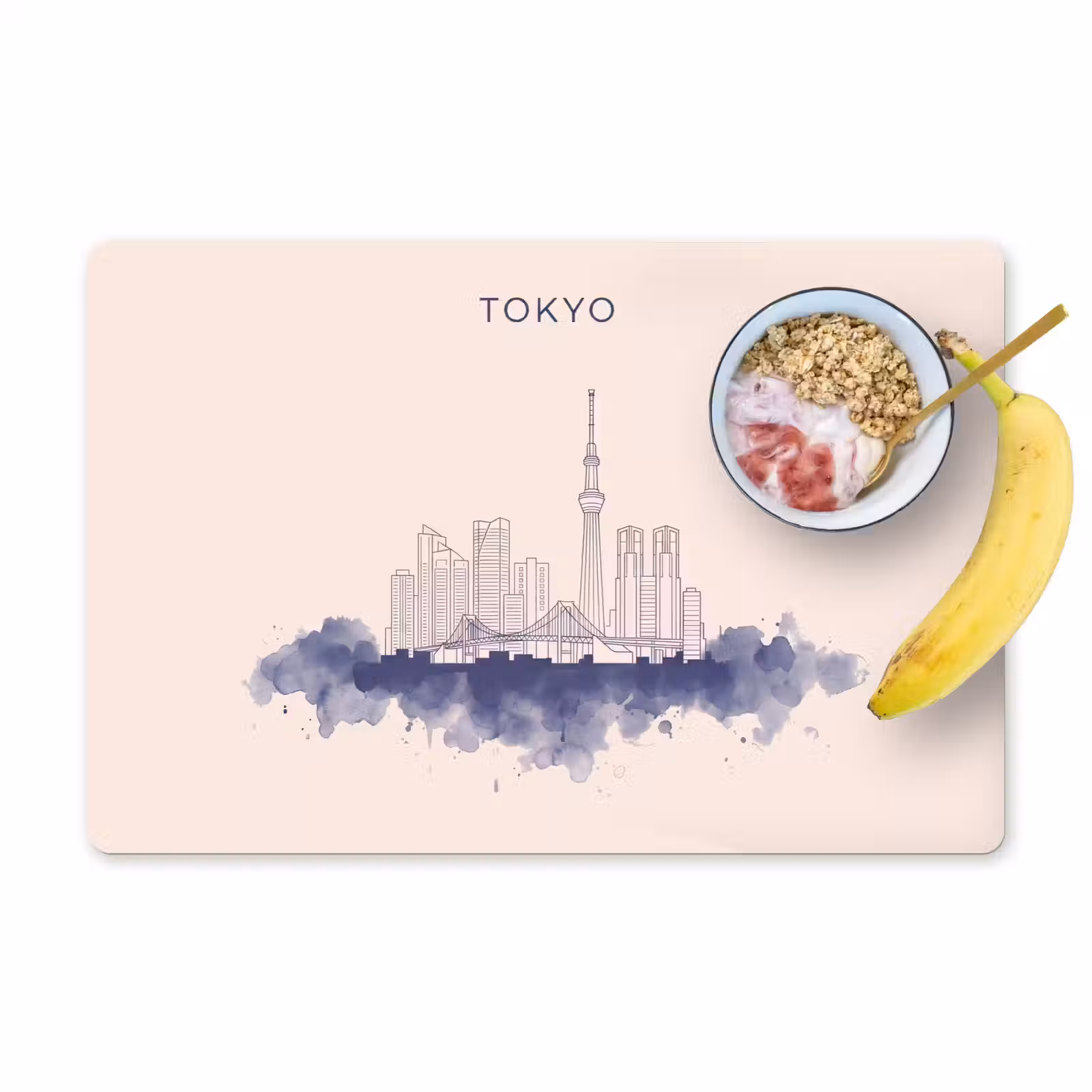 Placemat - 6 stuks - Tokyo - Skyline - Stad - Abstract - Blauw — 1