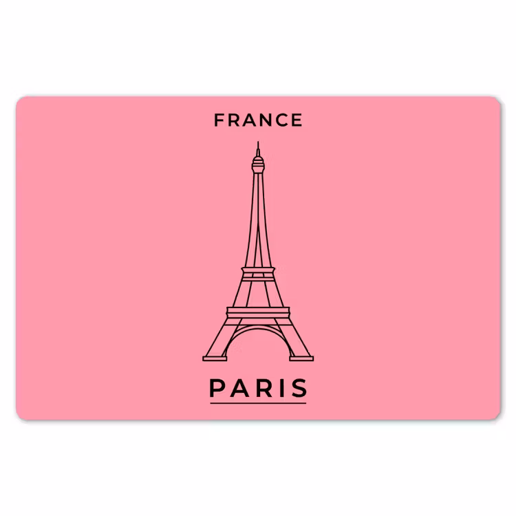 Placemat - 6 stuks - Eiffeltoren - Parijs - Architectuur - Minimalistisch - Roze — 7
