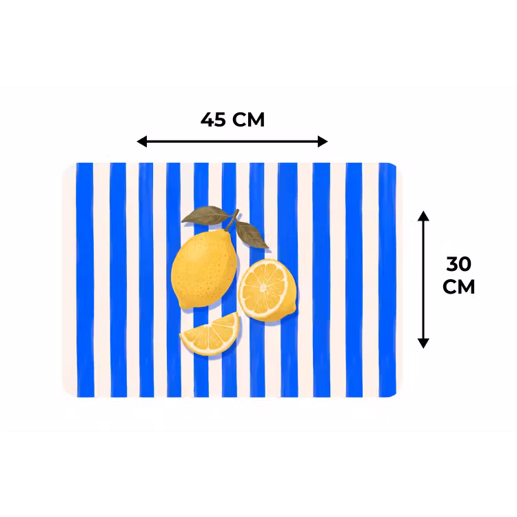 Placemat - 6 stuks - Fruit - Citroen - Zomer - Geel - Blauw — 3