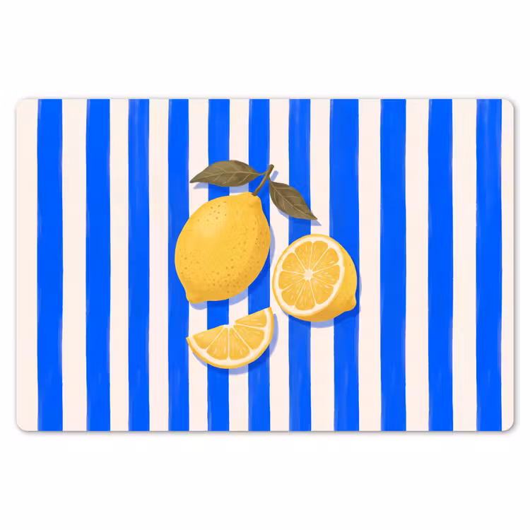 Placemat - 6 stuks - Fruit - Citroen - Zomer - Geel - Blauw — 7