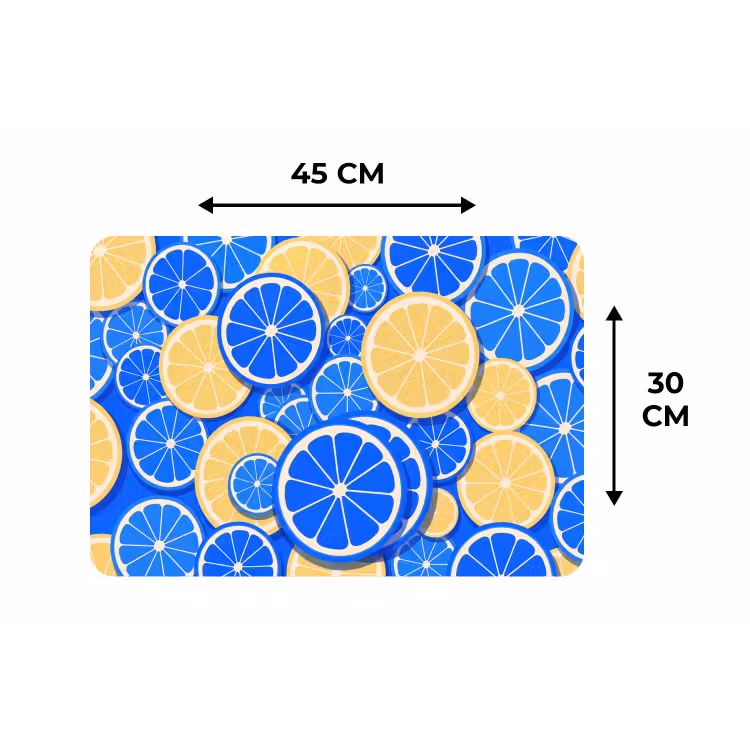 Placemat - 6 stuks - Fruit - Schijven - Patroon - Modern - Blauw - Geel — 3