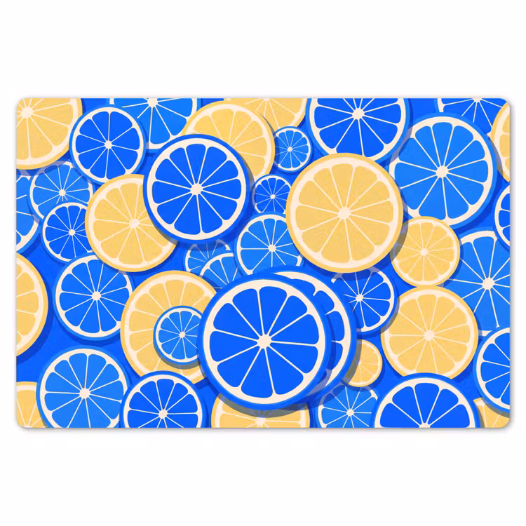 Placemat - 6 stuks - Fruit - Schijven - Patroon - Modern - Blauw - Geel — 7