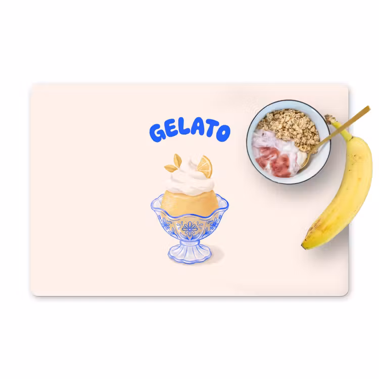 Placemat - 6 stuks - IJs - Citroen - Illustratie - Geel - Dessert — 1