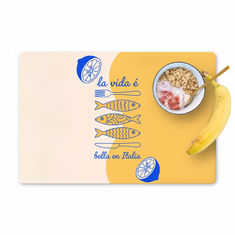 Placemat - 6 stuks - Italië - Eten - Citroen - Vis - Grafisch — 1