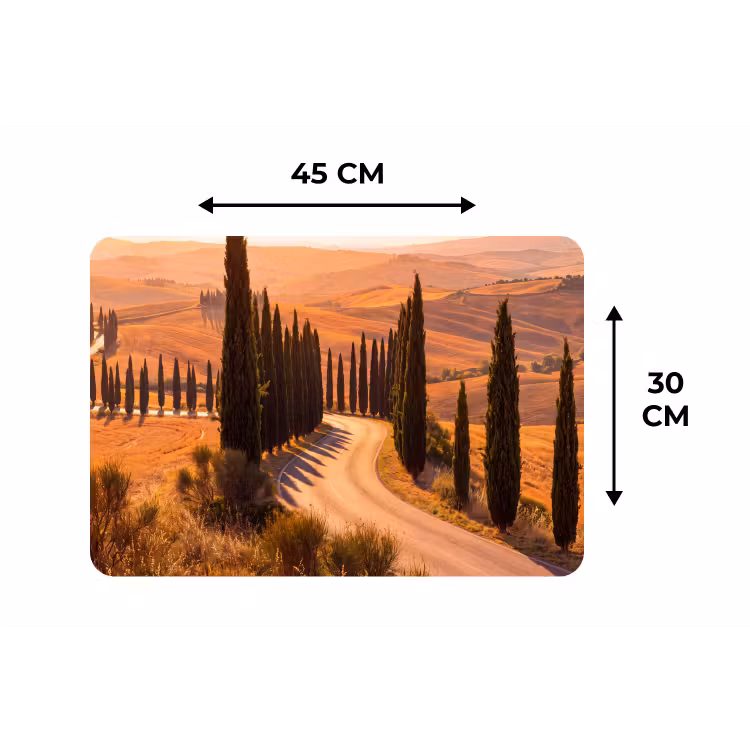 Placemat - 6 stuks - Landschap - Weg - Bomen - Natuur - Goud — 3