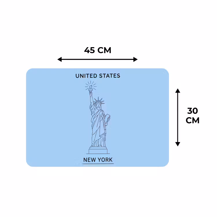 Placemat - 6 stuks - Monument - Vrijheidsbeeld - New York - Minimalistisch - Blauw — 3