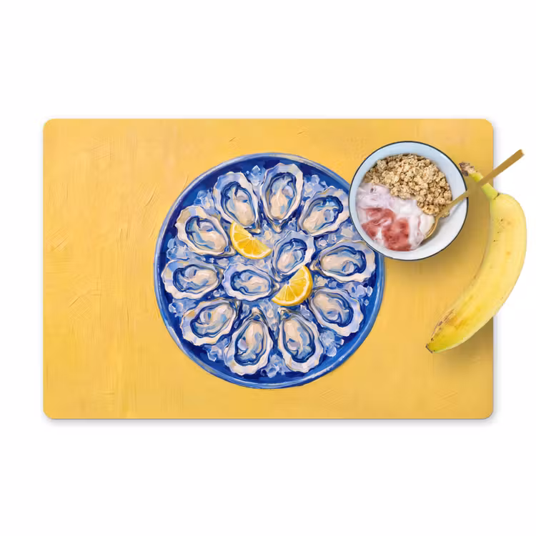 Placemat - 6 stuks - Oesters - Citroen - IJs - Modern - Geel — 1