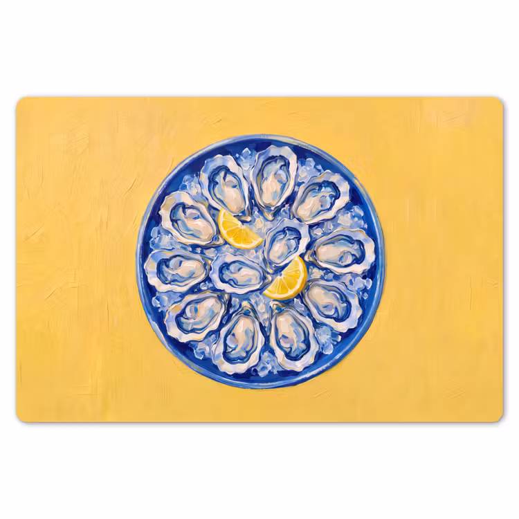 Placemat - 6 stuks - Oesters - Citroen - IJs - Modern - Geel — 7