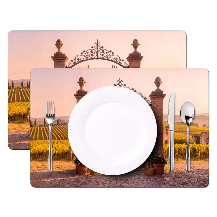 Placemat - 6 stuks - Poort - Landschap - Platteland - Zonlicht - Warm — 2