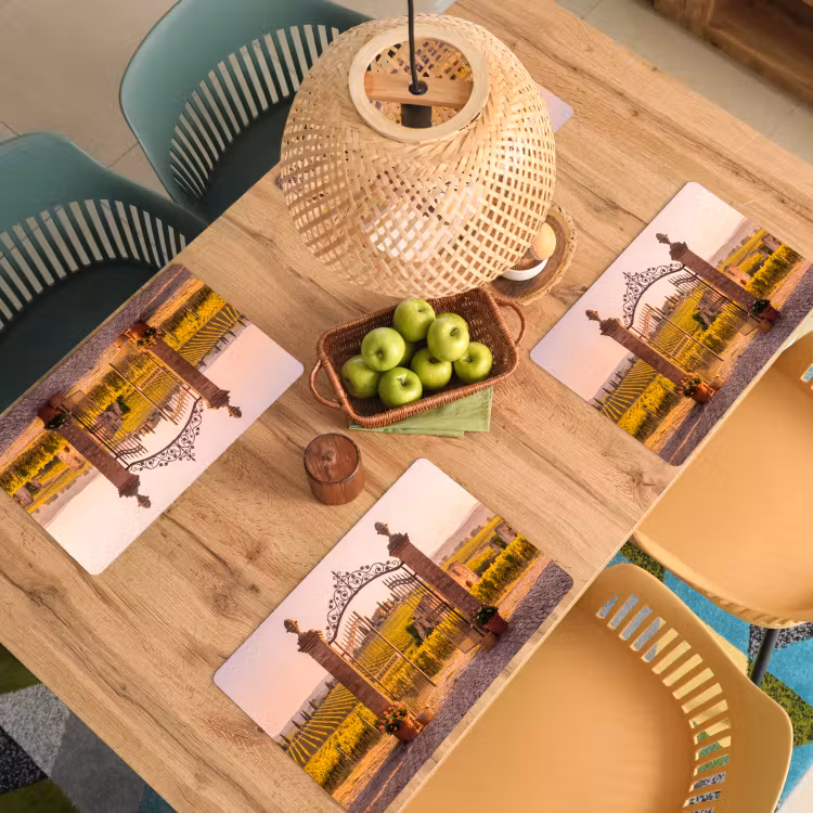 Placemat - 6 stuks - Poort - Landschap - Platteland - Zonlicht - Warm — 6