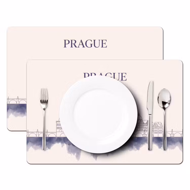 Placemat - 6 stuks - Praag - Skyline - Architectuur - Blauw — 2