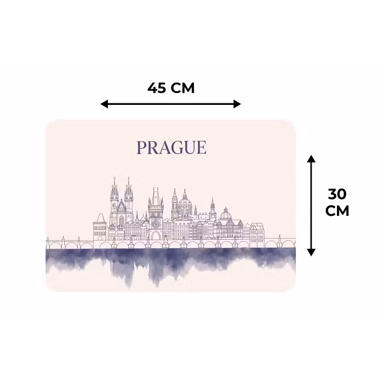 Placemat - 6 stuks - Praag - Skyline - Architectuur - Blauw — 3