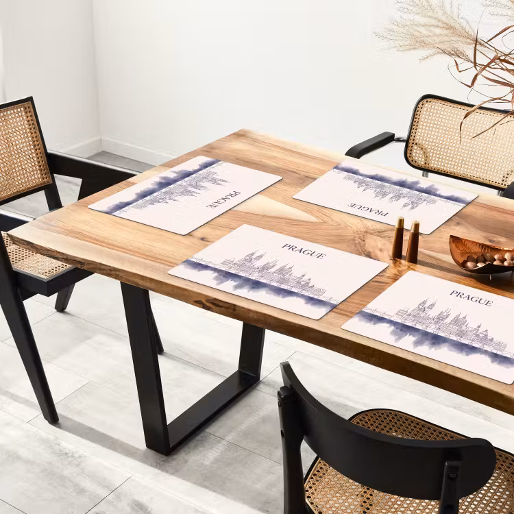 Placemat - 6 stuks - Praag - Skyline - Architectuur - Blauw — 5