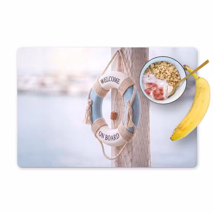 Placemat - 6 stuks - Reddingsboei - Maritiem - Welkom - Blauw - Wit — 1