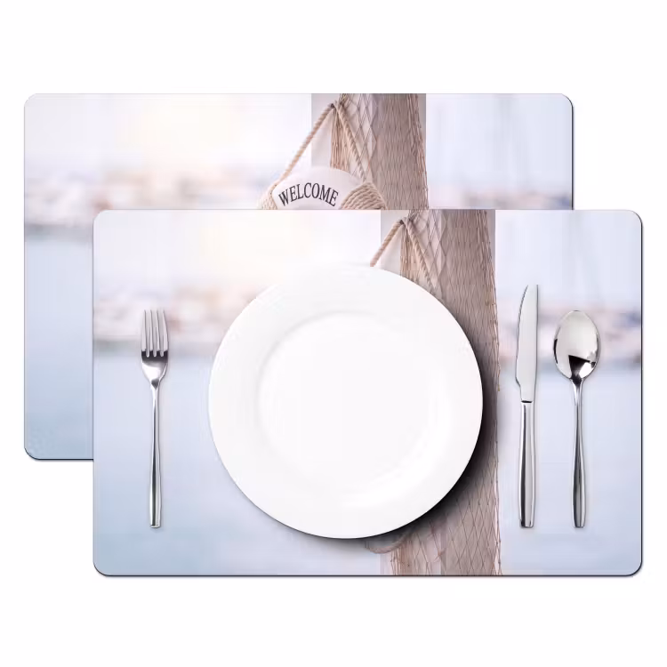 Placemat - 6 stuks - Reddingsboei - Maritiem - Welkom - Blauw - Wit — 2