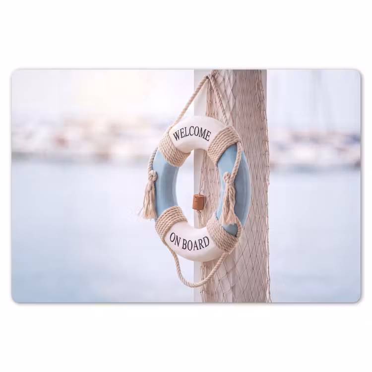 Placemat - 6 stuks - Reddingsboei - Maritiem - Welkom - Blauw - Wit — 7