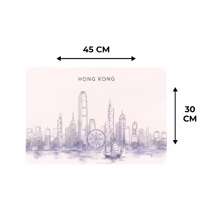Placemat - 6 stuks - Stad - Skyline - Water - Lijntekening - Blauw — 3