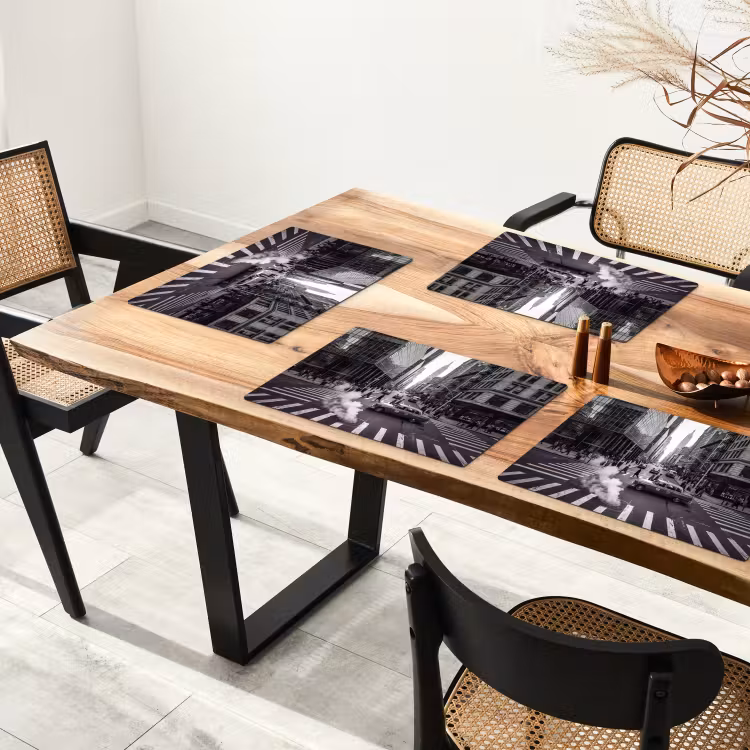 Placemat - 6 stuks - Stad - Straat - Gebouwen - Verkeer - Zwart-wit — 5