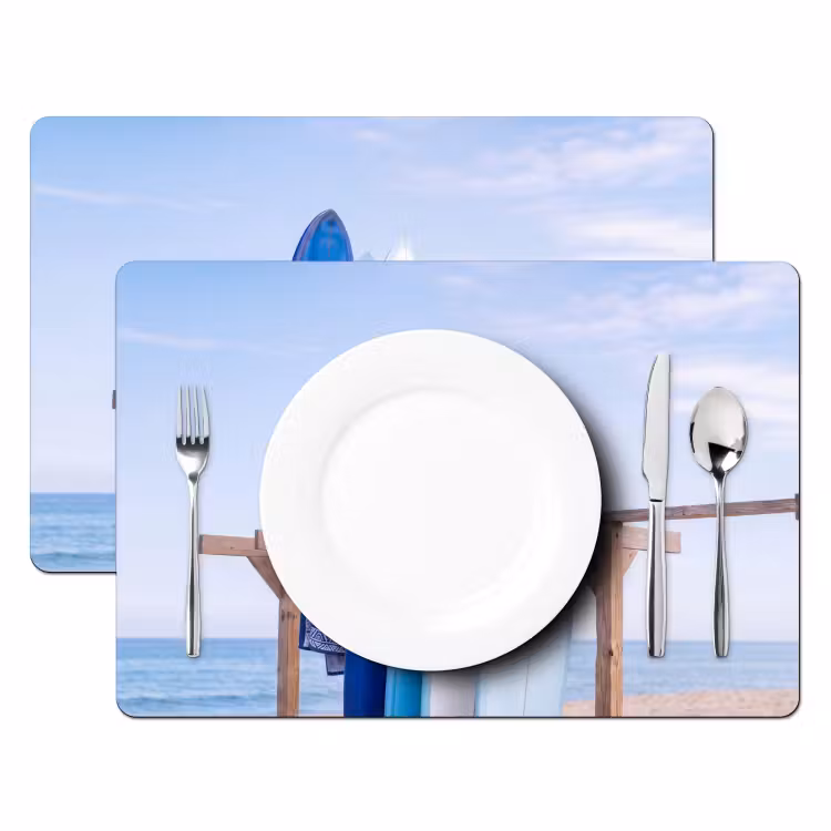 Placemat - 6 stuks - Surfplank - Strand - Zomer - Blauw - Water — 2