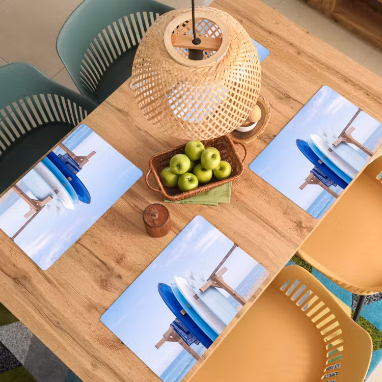Placemat - 6 stuks - Surfplank - Strand - Zomer - Blauw - Water — 6