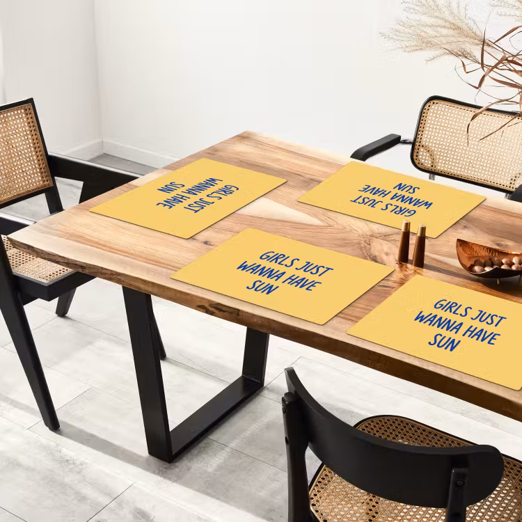 Placemat - 6 stuks - Tekst - Zon - Zomer - Modern - Geel — 5
