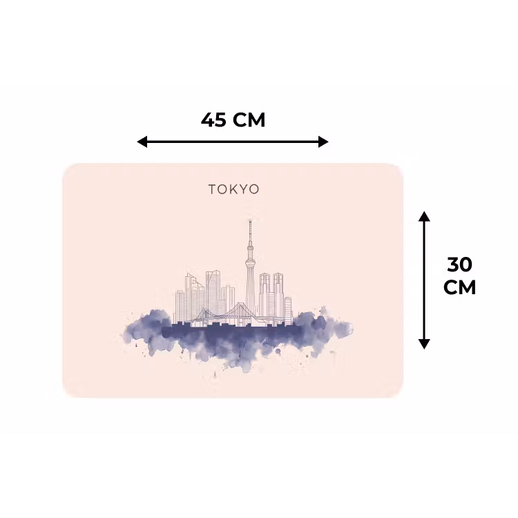 Placemat - 6 stuks - Tokyo - Skyline - Stad - Abstract - Blauw — 3