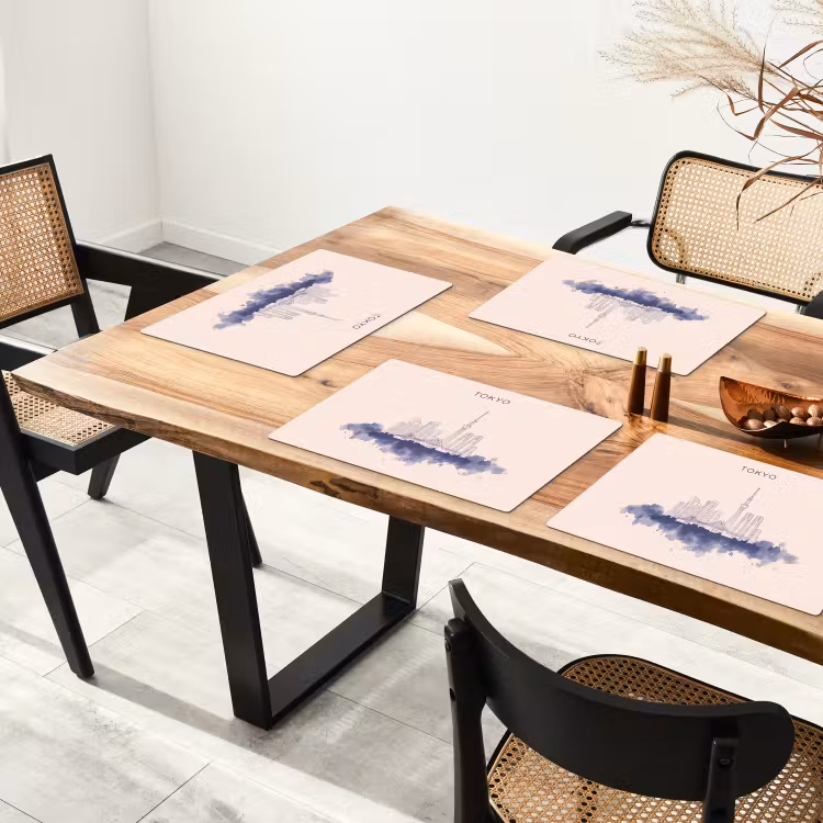 Placemat - 6 stuks - Tokyo - Skyline - Stad - Abstract - Blauw — 5