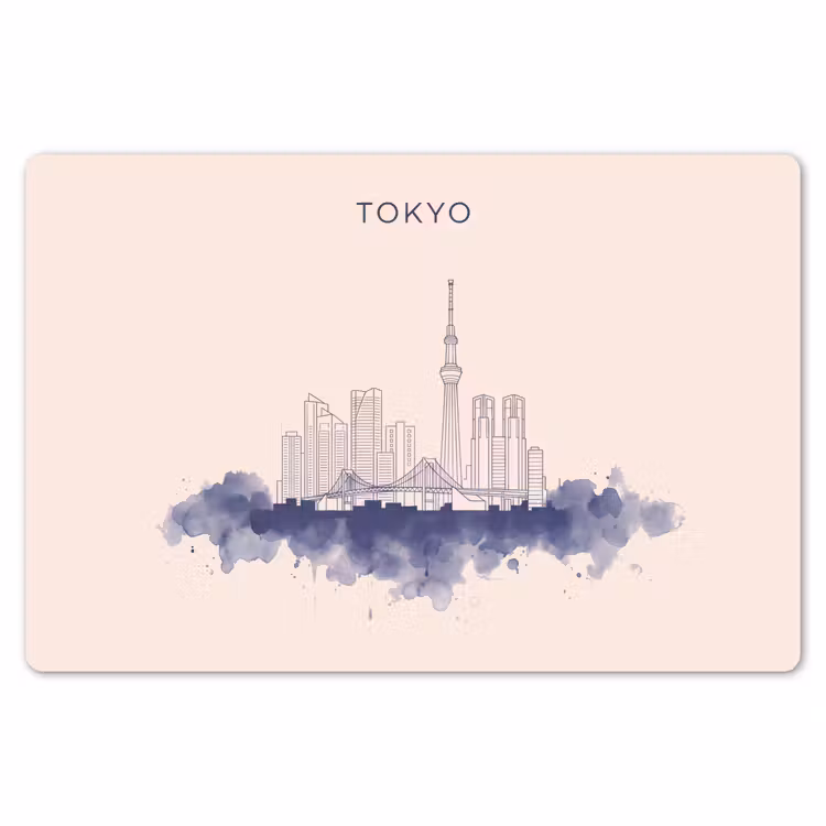 Placemat - 6 stuks - Tokyo - Skyline - Stad - Abstract - Blauw — 7